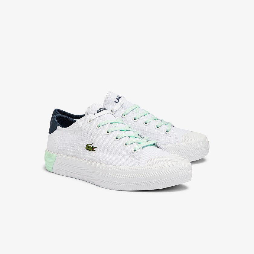 Tenis Lacoste Feminino Branco Luz Azuis Gripshot Canvas and Leather NJ2-60996D0