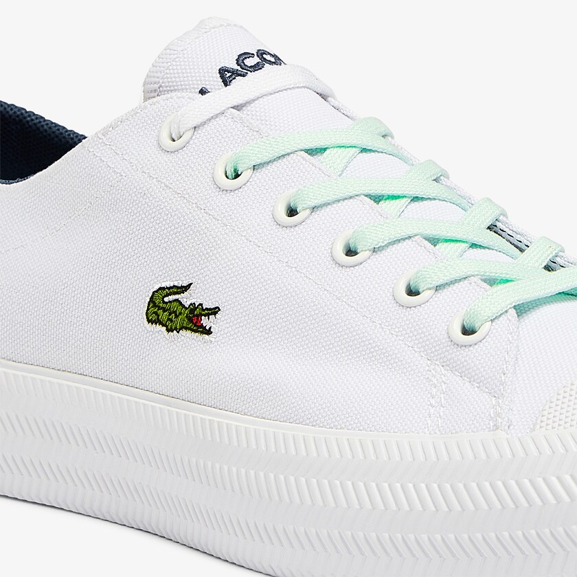 Tenis Lacoste Feminino Branco Luz Azuis Gripshot Canvas and Leather NJ2-60996D0