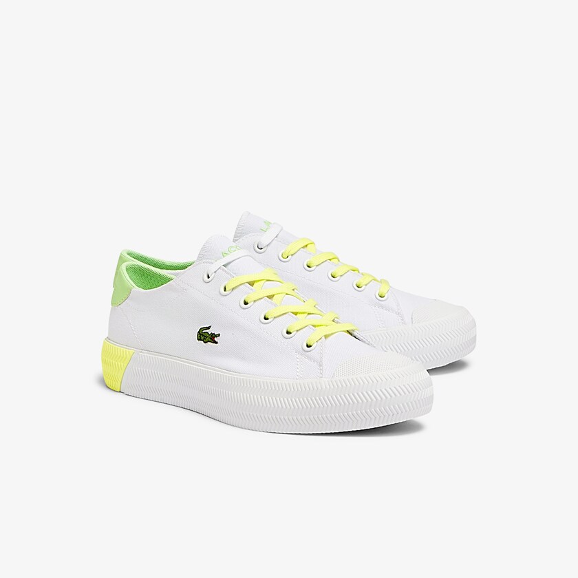 Tenis Lacoste Feminino Branco Luz Amarelas Gripshot Canvas and Leather DU3-23982O6