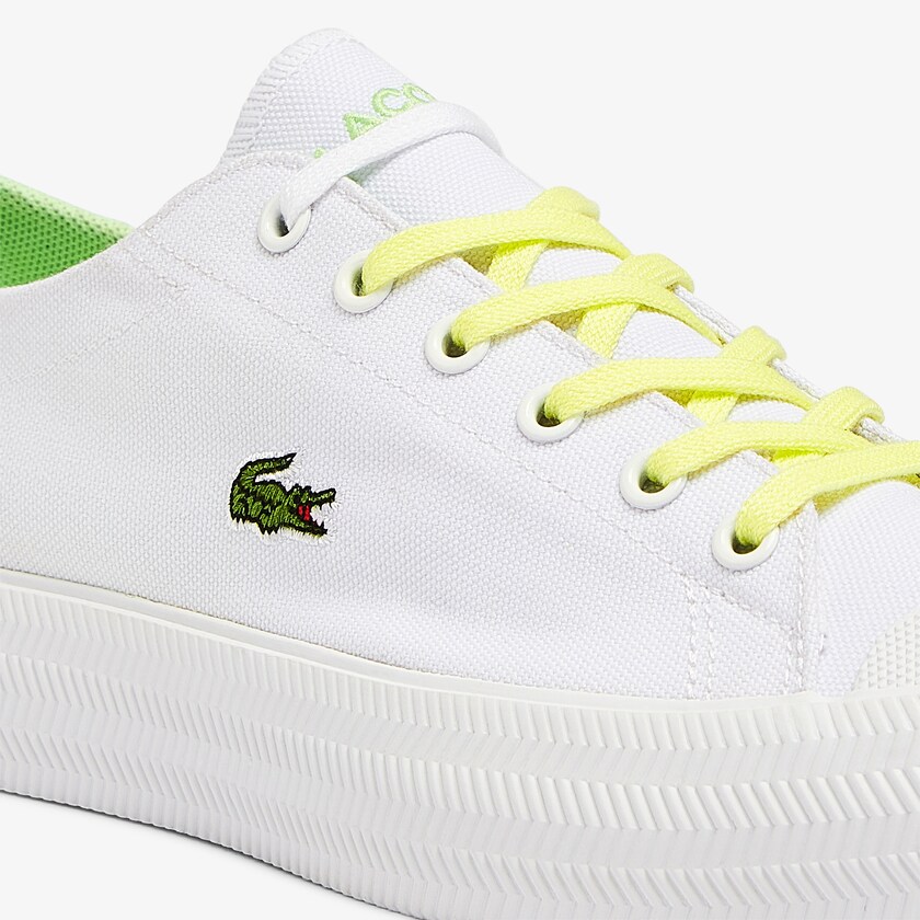 Tenis Lacoste Feminino Branco Luz Amarelas Gripshot Canvas and Leather DU3-23982O6