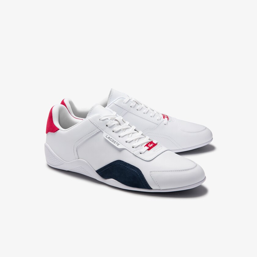 Tenis Lacoste Masculino Branco Azul Marinho Vermelhas Hapona Leather and Synthetic DT8-85898I6