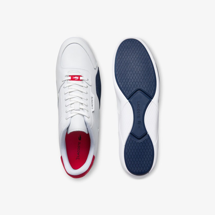 Tenis Lacoste Masculino Branco Azul Marinho Vermelhas Hapona Leather and Synthetic DT8-85898I6