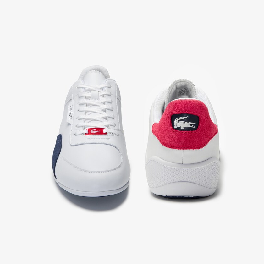 Tenis Lacoste Masculino Branco Azul Marinho Vermelhas Hapona Leather and Synthetic DT8-85898I6