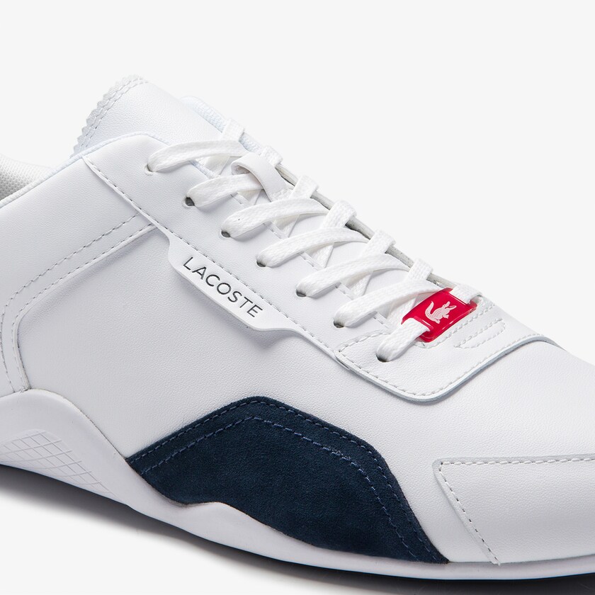 Tenis Lacoste Masculino Branco Azul Marinho Vermelhas Hapona Leather and Synthetic DT8-85898I6