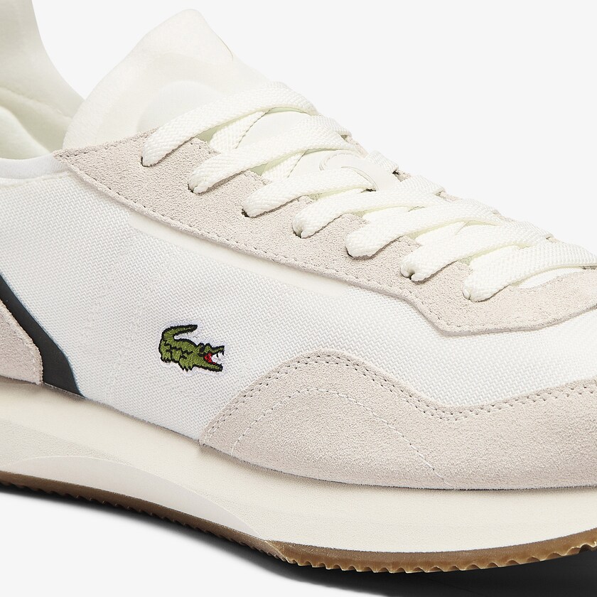 Tenis Lacoste Masculino Bege Verdes Match Break Textile and Suede SU8-76707M9