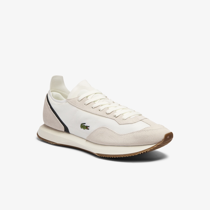 Tenis Lacoste Masculino Bege Verdes Match Break Textile and Suede SU8-76707M9