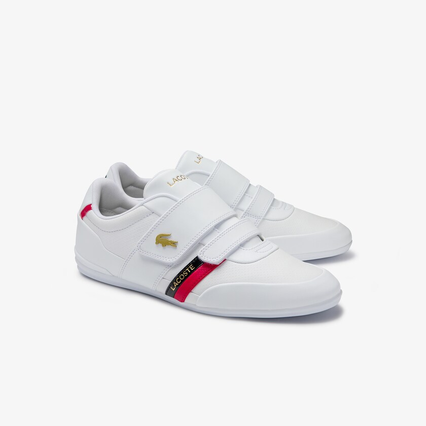 Tenis Lacoste Masculino Branco Vermelhas Misano Strap Leather and Synthetic KU1-45264S2