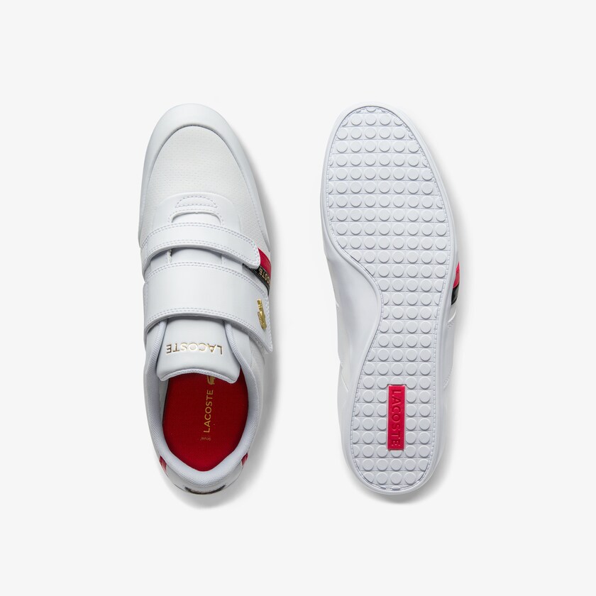 Tenis Lacoste Masculino Branco Vermelhas Misano Strap Leather and Synthetic KU1-45264S2