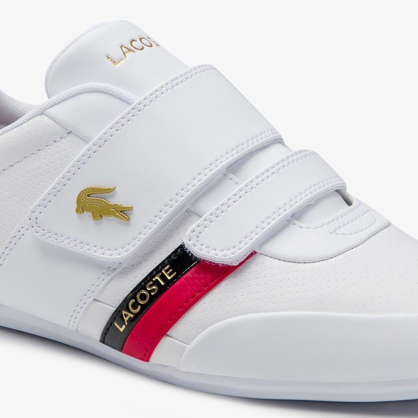 Tenis Lacoste Masculino Branco Vermelhas Misano Strap Leather and Synthetic KU1-45264S2