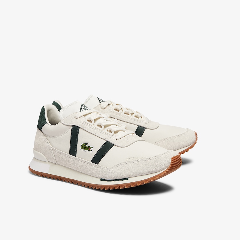 Tenis Lacoste Feminino Bege Verdes Partner Retro Leather OQ3-67246T2