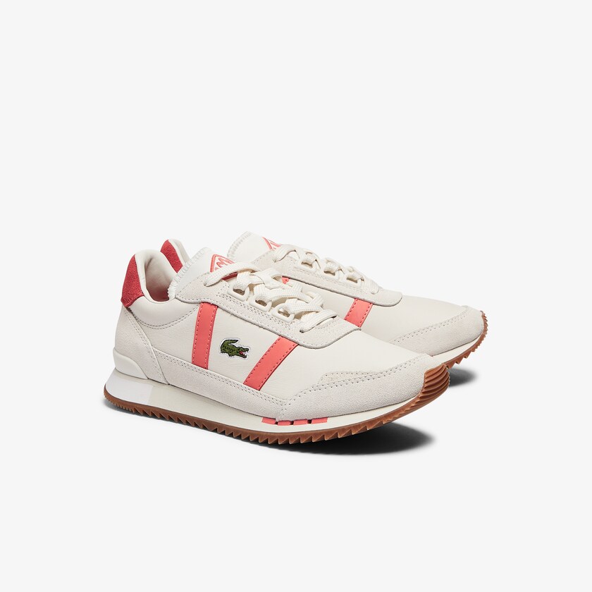 Tenis Lacoste Feminino Bege Rosa Partner Retro Leather PN1-44794L7