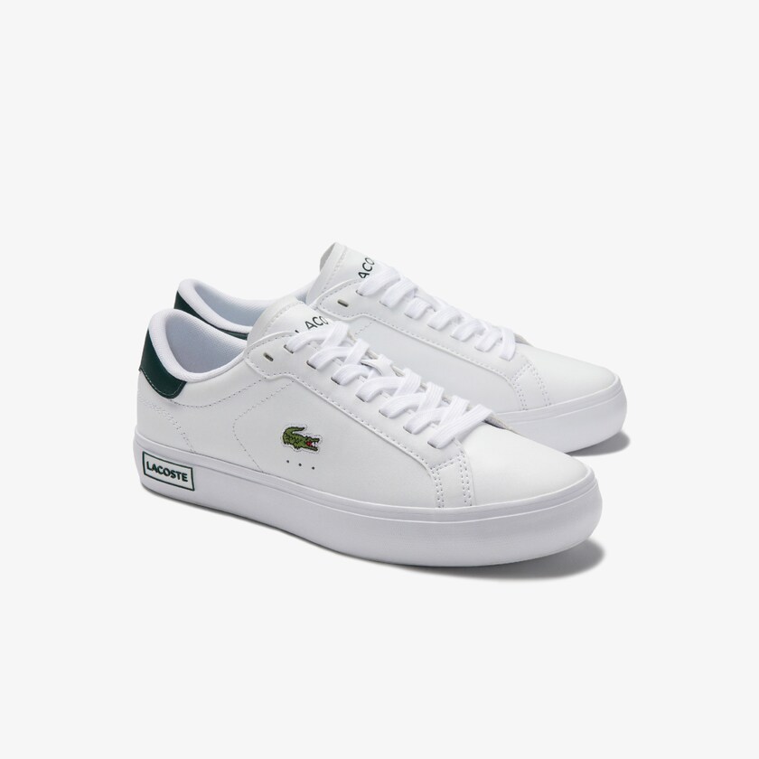 Tenis Lacoste Feminino Branco Verdes Escuro Powercourt Leather PB9-20622R1