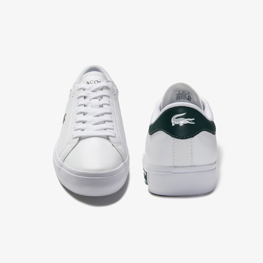 Tenis Lacoste Feminino Branco Verdes Escuro Powercourt Leather PB9-20622R1