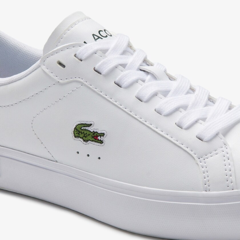 Tenis Lacoste Feminino Branco Verdes Escuro Powercourt Leather PB9-20622R1