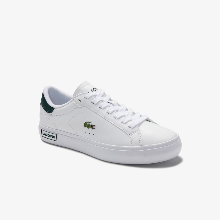 Tenis Lacoste Feminino Branco Verdes Escuro Powercourt Leather PB9-20622R1