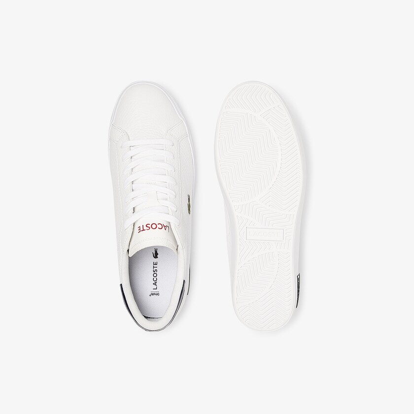 Tenis Lacoste Masculino Branco Bege Powercourt Leather QU9-73497L1
