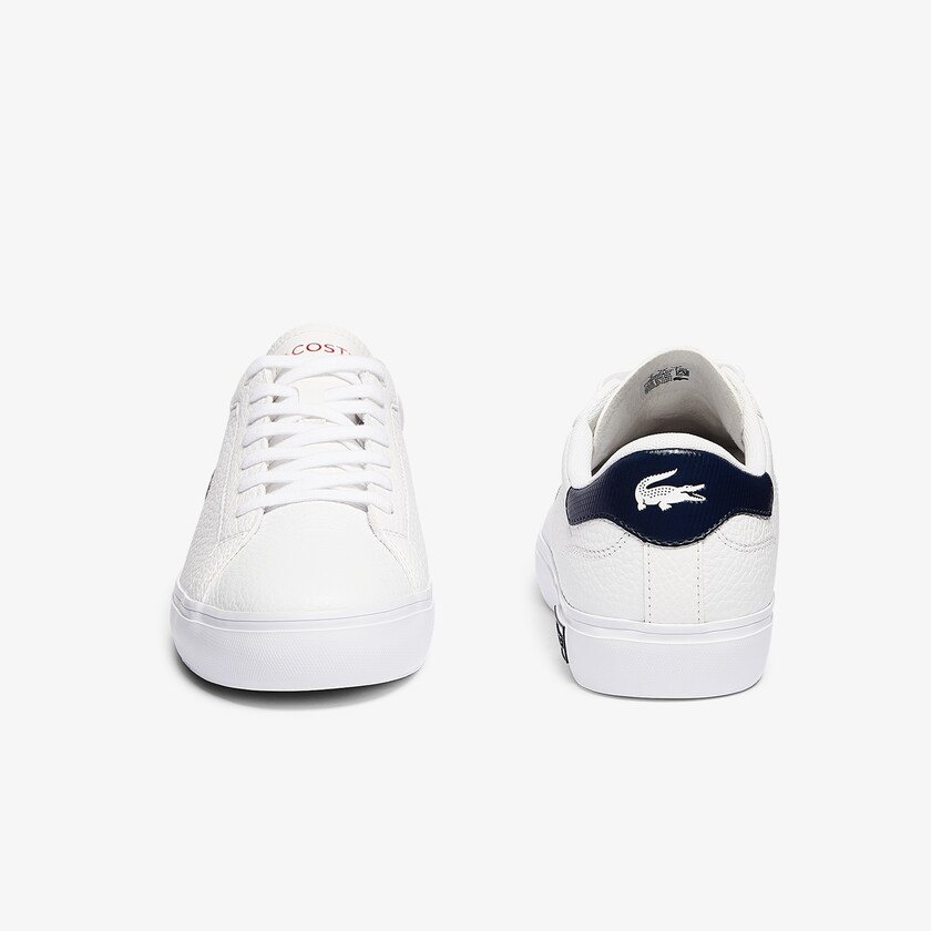 Tenis Lacoste Masculino Branco Bege Powercourt Leather QU9-73497L1