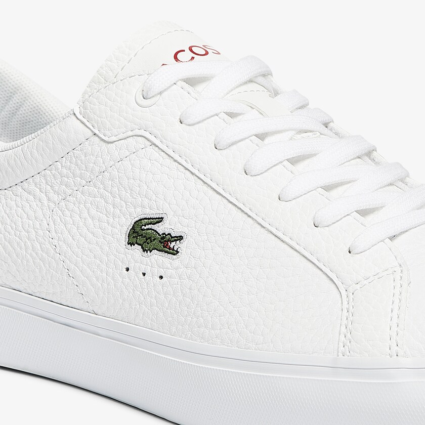 Tenis Lacoste Masculino Branco Bege Powercourt Leather QU9-73497L1