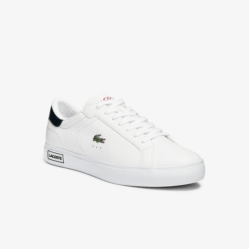Tenis Lacoste Masculino Branco Bege Powercourt Leather QU9-73497L1