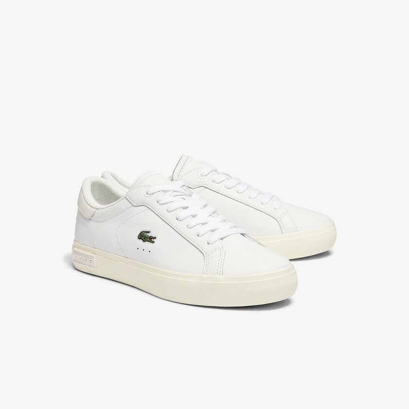 Tenis Lacoste Feminino Branco Cinzentas Powercourt Leather Popped Heal AD1-17701F9