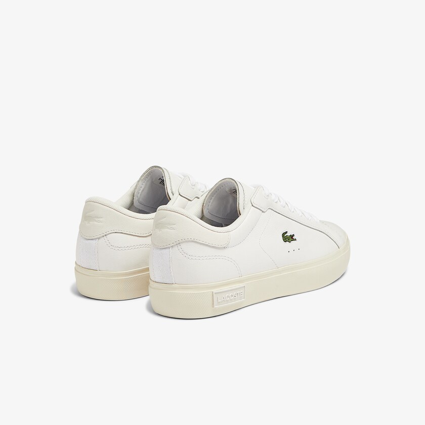 Tenis Lacoste Feminino Branco Cinzentas Powercourt Leather Popped Heal AD1-17701F9