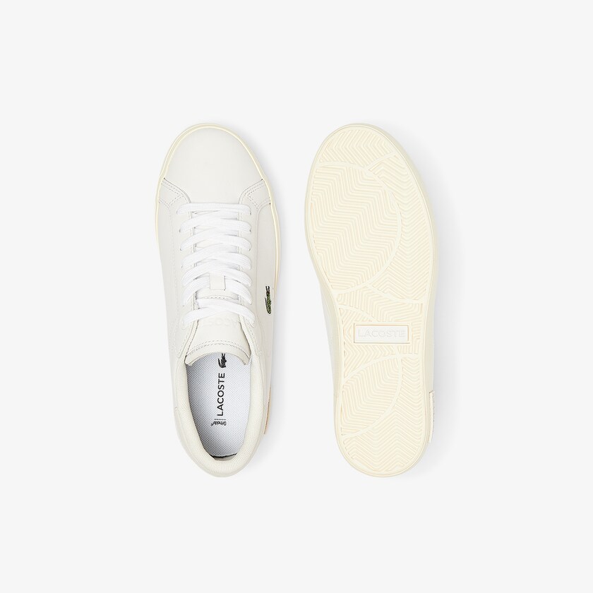 Tenis Lacoste Feminino Branco Cinzentas Powercourt Leather Popped Heal AD1-17701F9