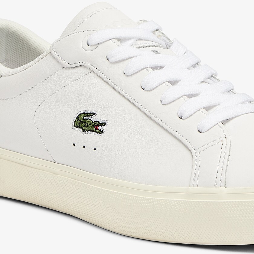Tenis Lacoste Feminino Branco Cinzentas Powercourt Leather Popped Heal AD1-17701F9