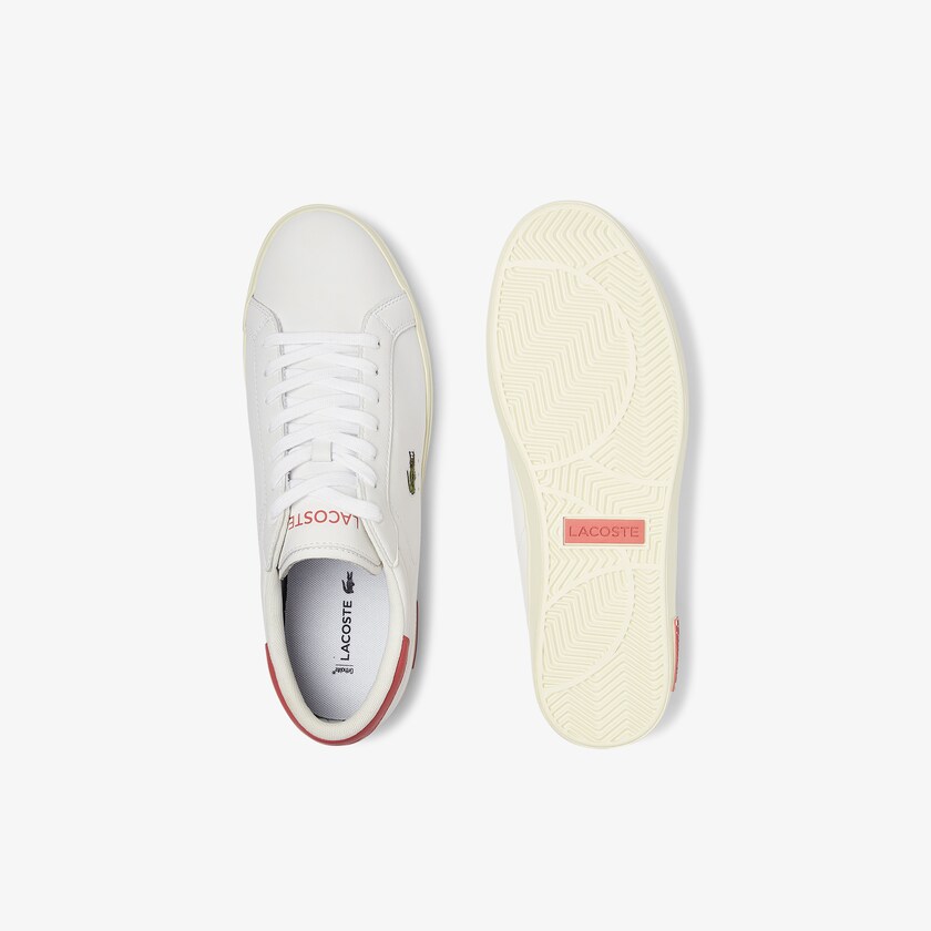 Tenis Lacoste Masculino Branco Rosa Powercourt Smooth Leather BJ3-85598V7