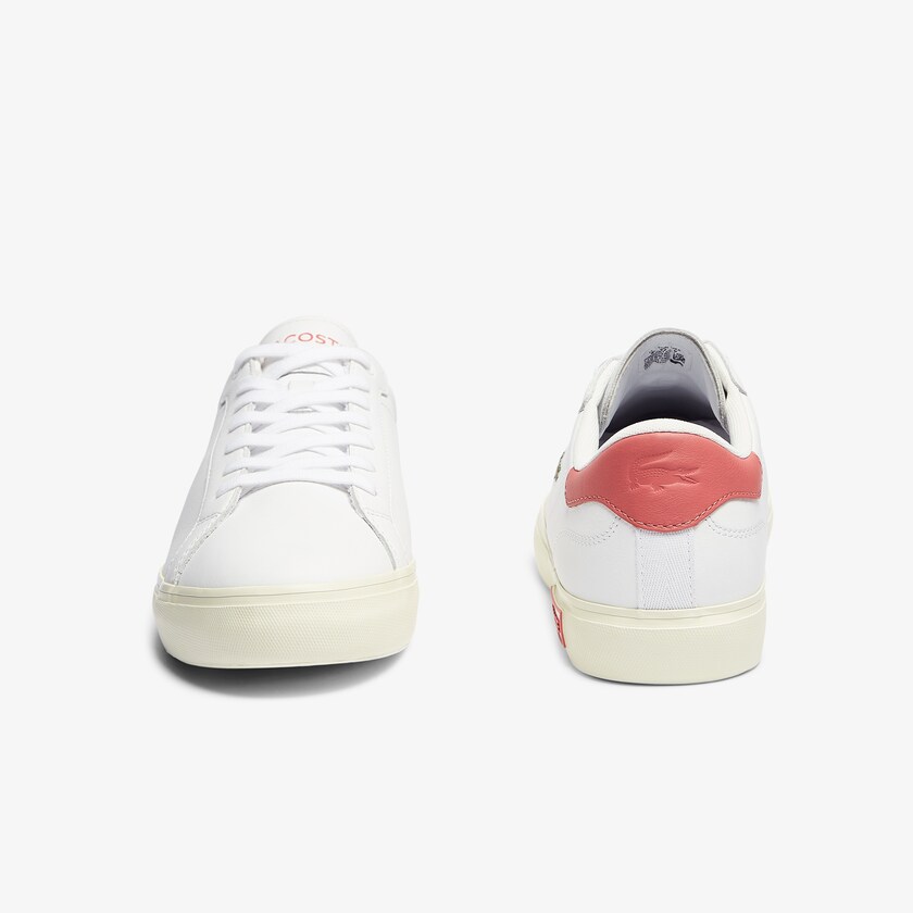 Tenis Lacoste Masculino Branco Rosa Powercourt Smooth Leather BJ3-85598V7
