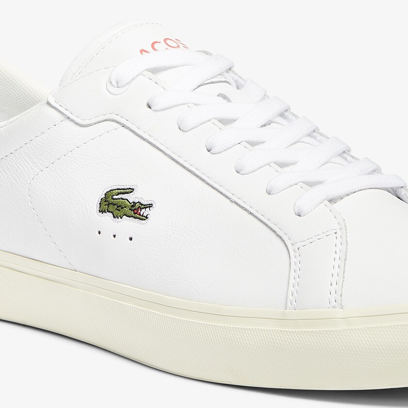 Tenis Lacoste Masculino Branco Rosa Powercourt Smooth Leather BJ3-85598V7