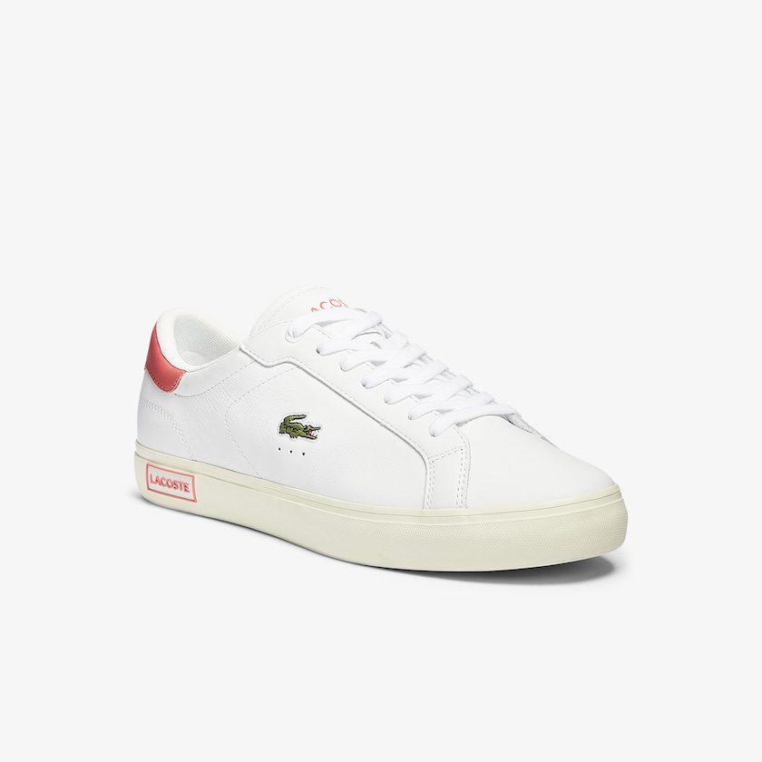 Tenis Lacoste Masculino Branco Rosa Powercourt Smooth Leather BJ3-85598V7