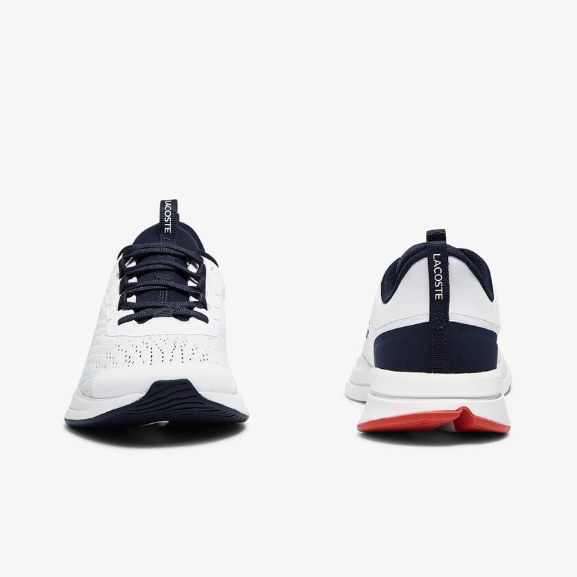 Tenis Lacoste Feminino Branco Azul Marinho Run Spin Textile RN3-44084G5