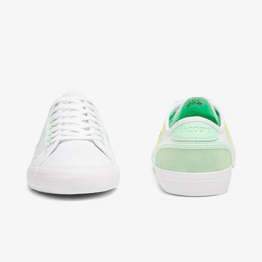 Tenis Lacoste Masculino Branco Luz Verdes Sideline Canvas TW8-63416K3