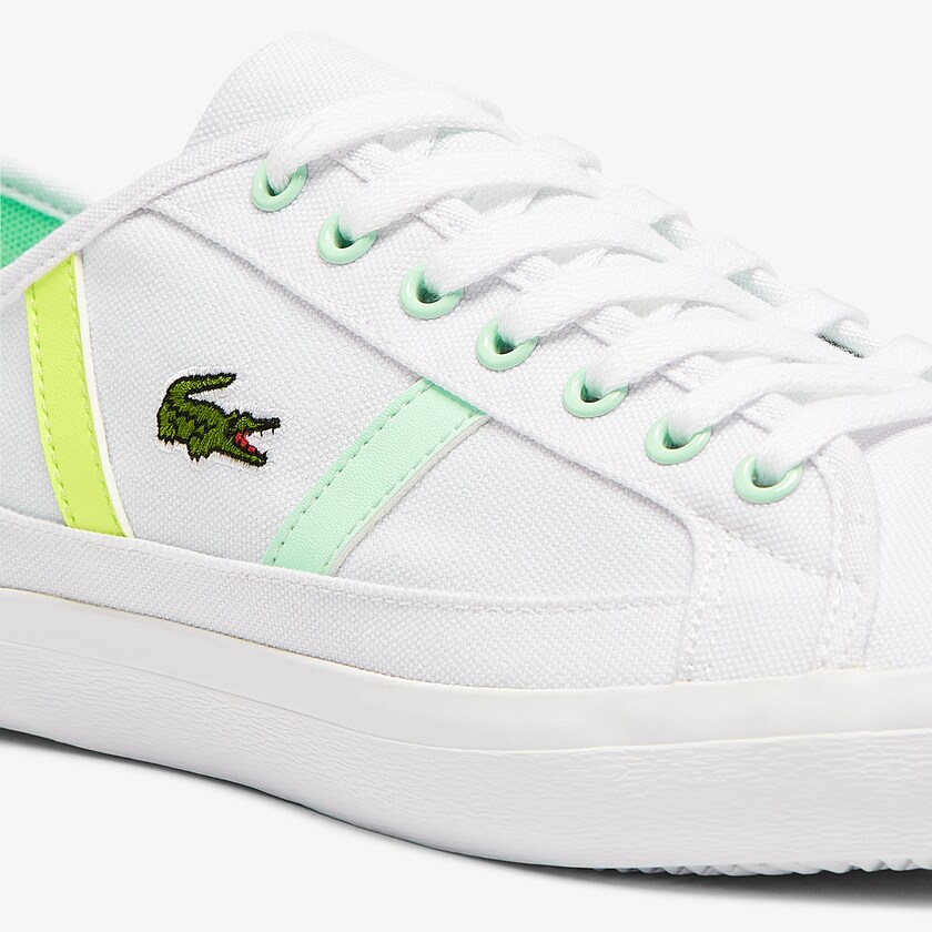 Tenis Lacoste Masculino Branco Luz Verdes Sideline Canvas TW8-63416K3