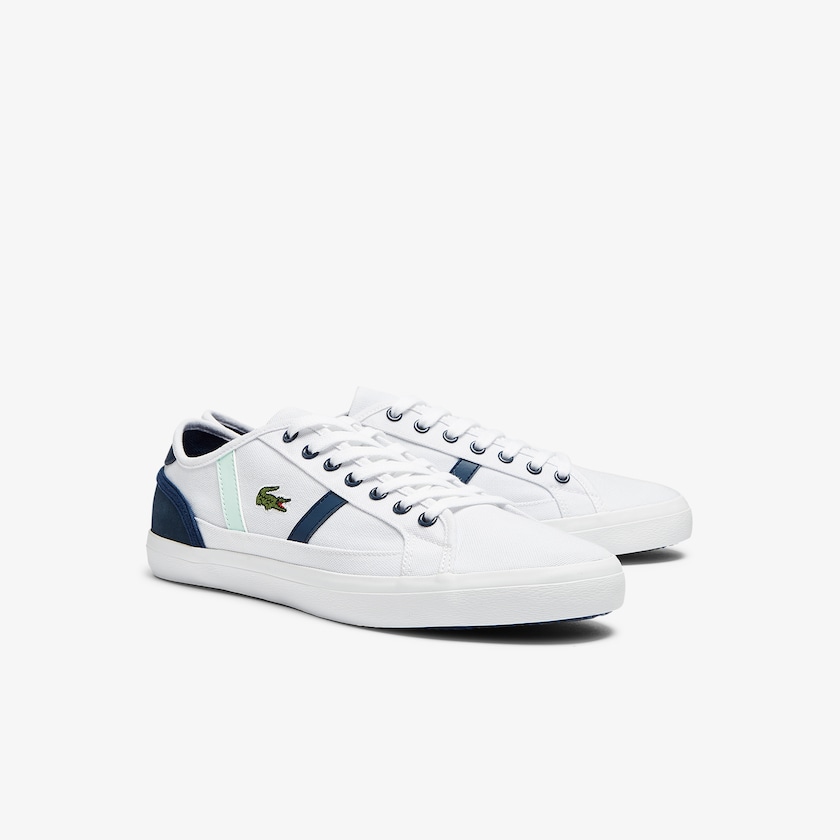 Tenis Lacoste Masculino Branco Azul Marinho Sideline Canvas GW5-87348N5