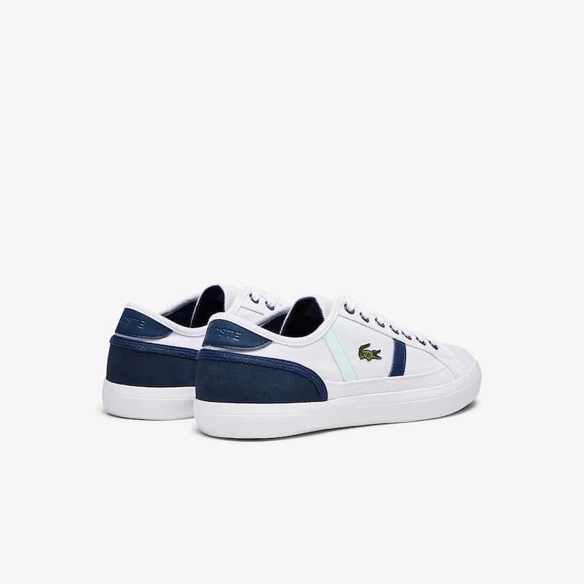 Tenis Lacoste Masculino Branco Azul Marinho Sideline Canvas GW5-87348N5