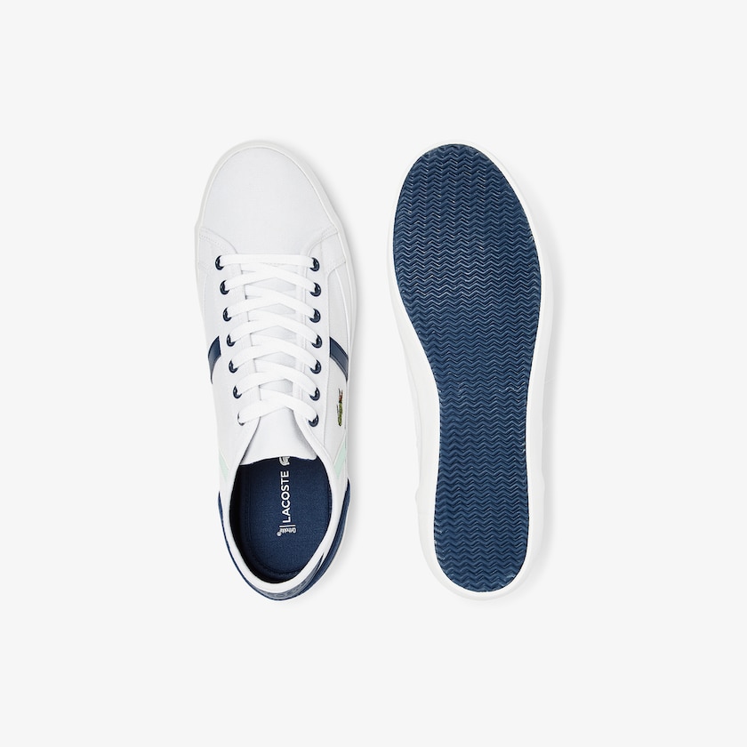 Tenis Lacoste Masculino Branco Azul Marinho Sideline Canvas GW5-87348N5