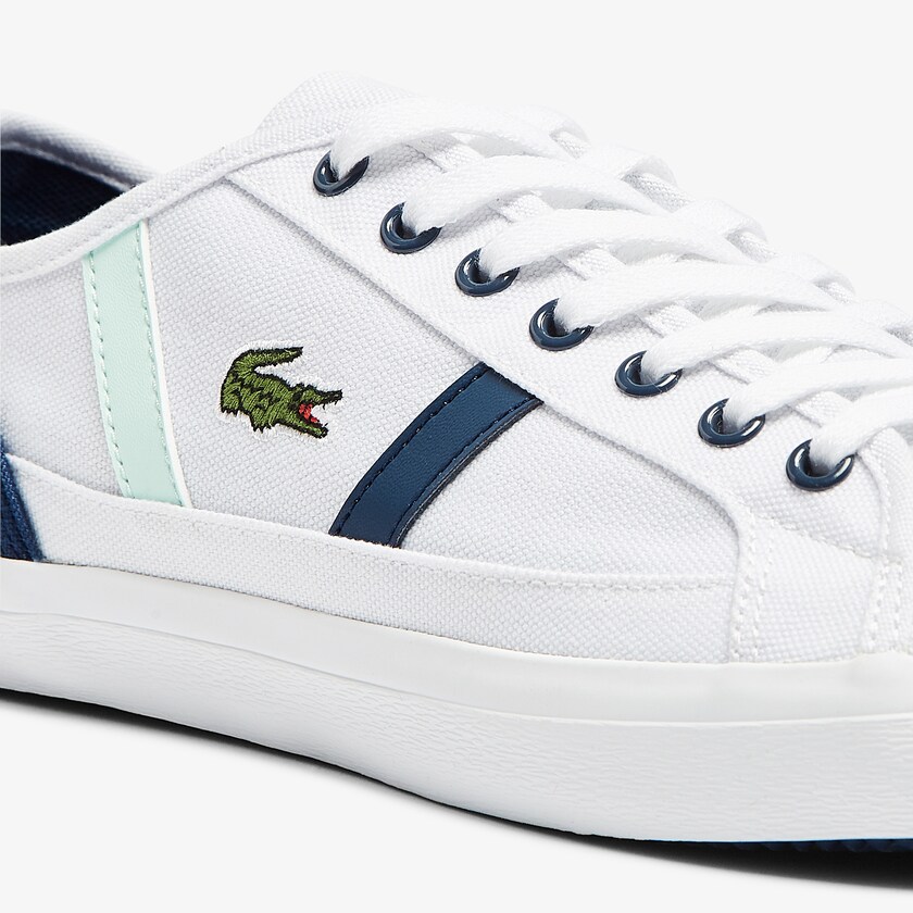 Tenis Lacoste Masculino Branco Azul Marinho Sideline Canvas GW5-87348N5