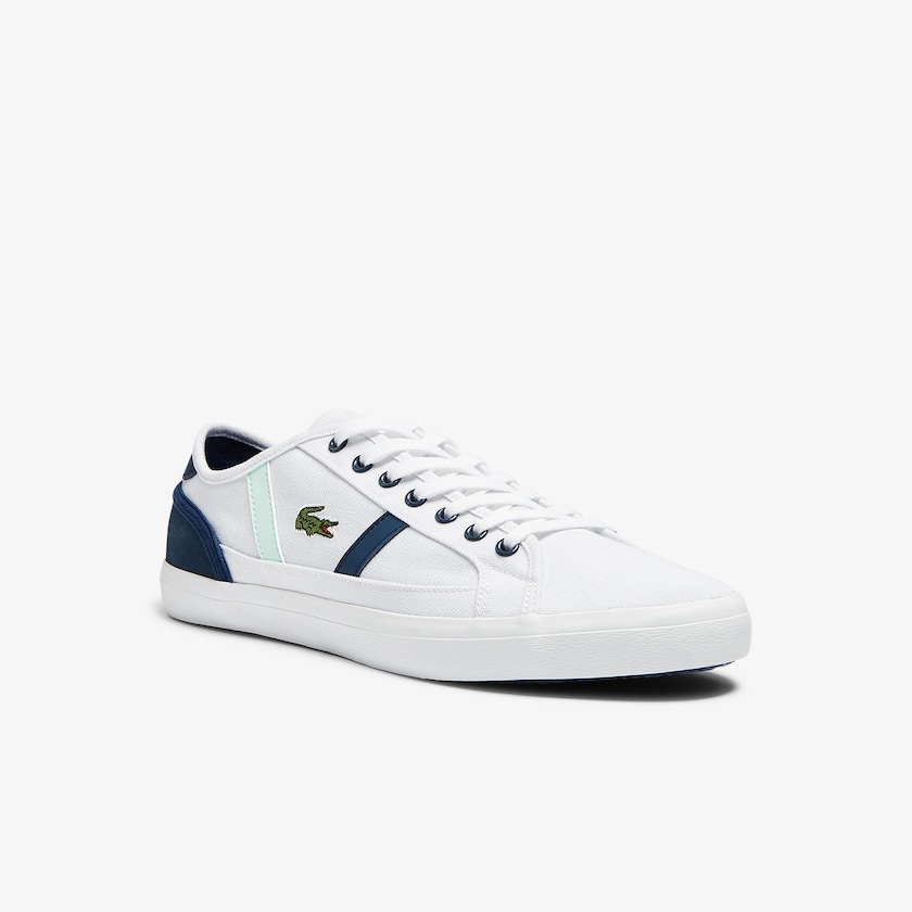 Tenis Lacoste Masculino Branco Azul Marinho Sideline Canvas GW5-87348N5