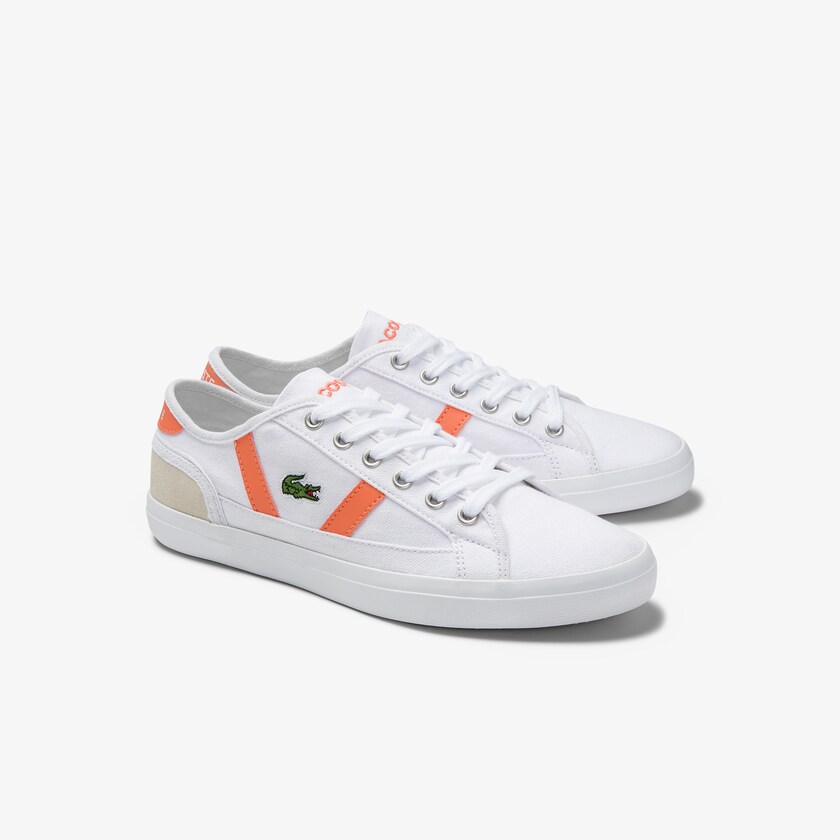 Tenis Lacoste Feminino Branco Laranja Sideline Canvas and Suede RY1-90149I1