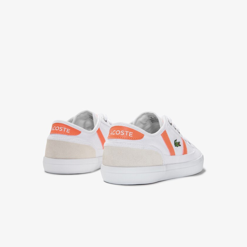 Tenis Lacoste Feminino Branco Laranja Sideline Canvas and Suede RY1-90149I1