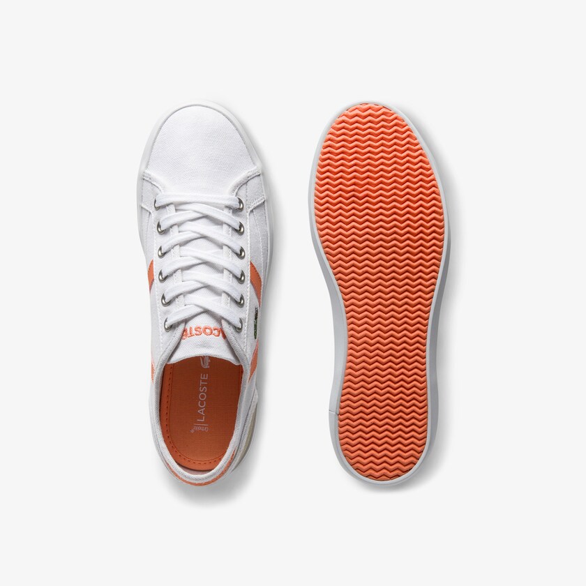 Tenis Lacoste Feminino Branco Laranja Sideline Canvas and Suede RY1-90149I1
