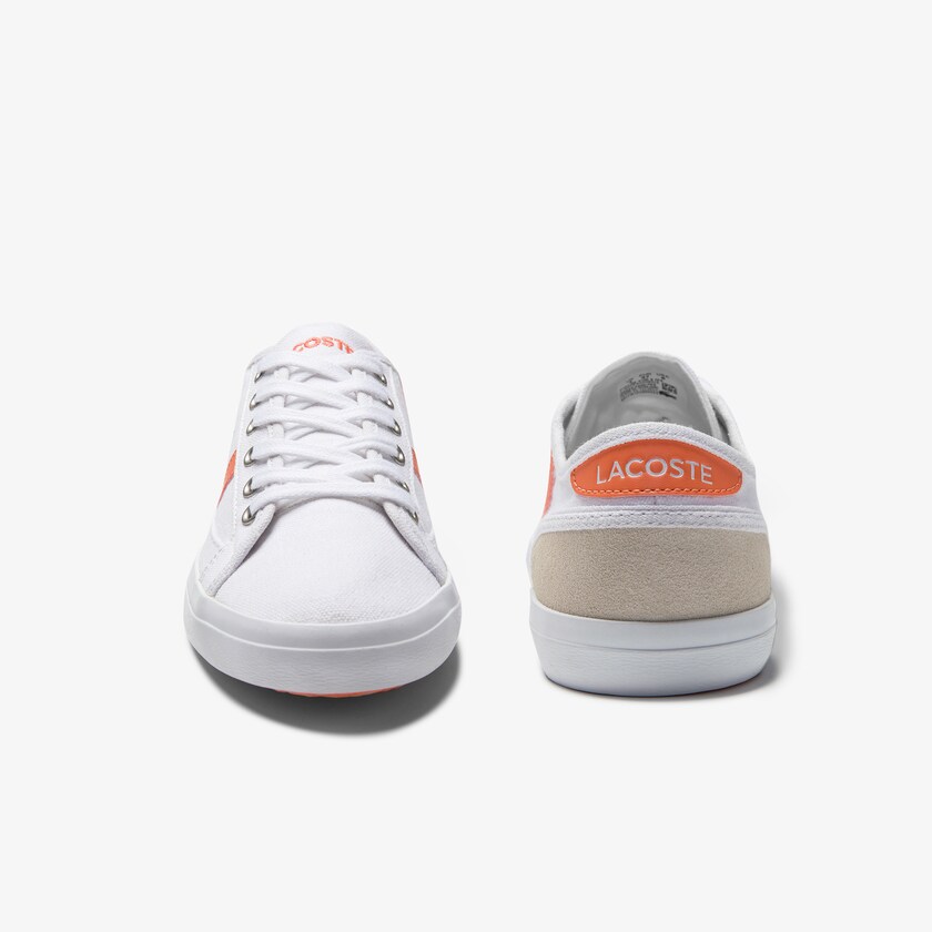 Tenis Lacoste Feminino Branco Laranja Sideline Canvas and Suede RY1-90149I1