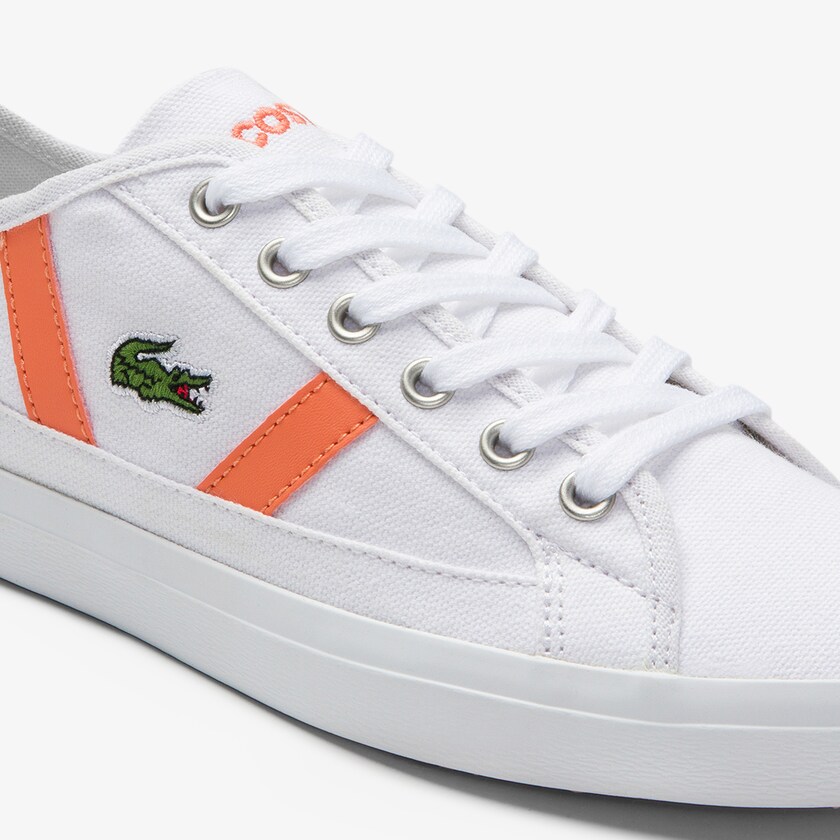 Tenis Lacoste Feminino Branco Laranja Sideline Canvas and Suede RY1-90149I1