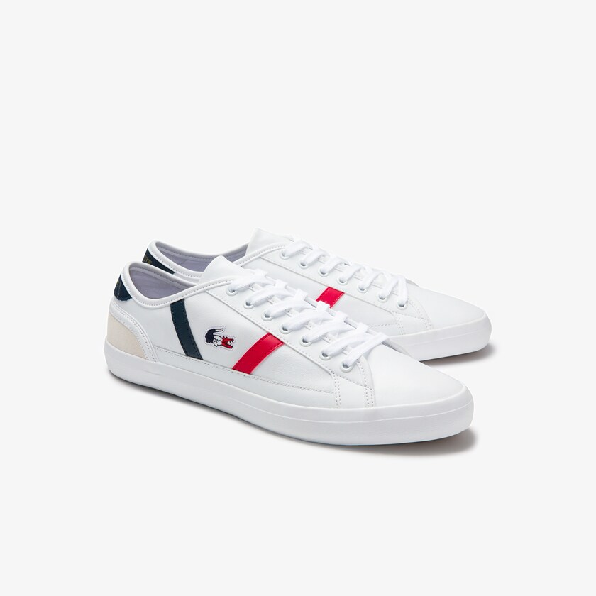 Tenis Lacoste Masculino Branco Bege Sideline Leather Tricolore PX8-67246A4