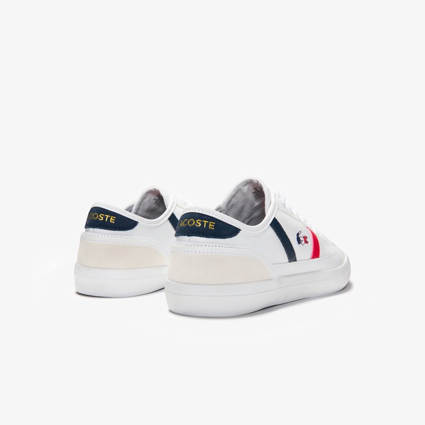 Tenis Lacoste Masculino Branco Bege Sideline Leather Tricolore PX8-67246A4
