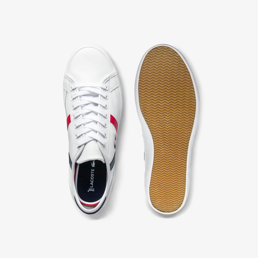 Tenis Lacoste Masculino Branco Bege Sideline Leather Tricolore PX8-67246A4