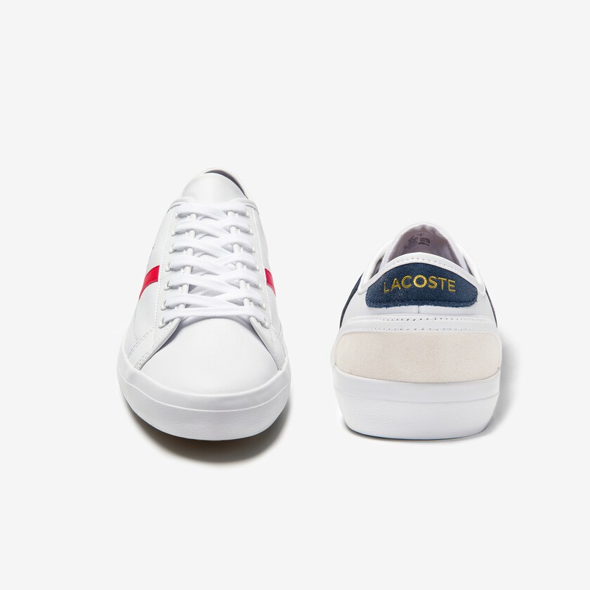 Tenis Lacoste Masculino Branco Bege Sideline Leather Tricolore PX8-67246A4