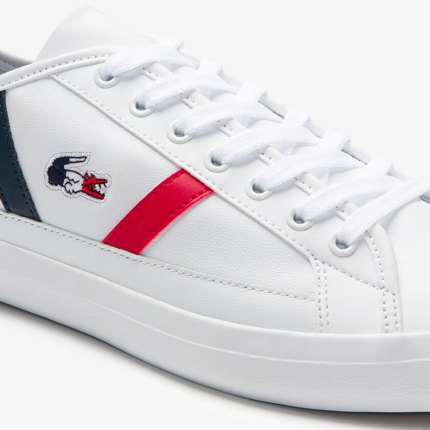 Tenis Lacoste Masculino Branco Bege Sideline Leather Tricolore PX8-67246A4