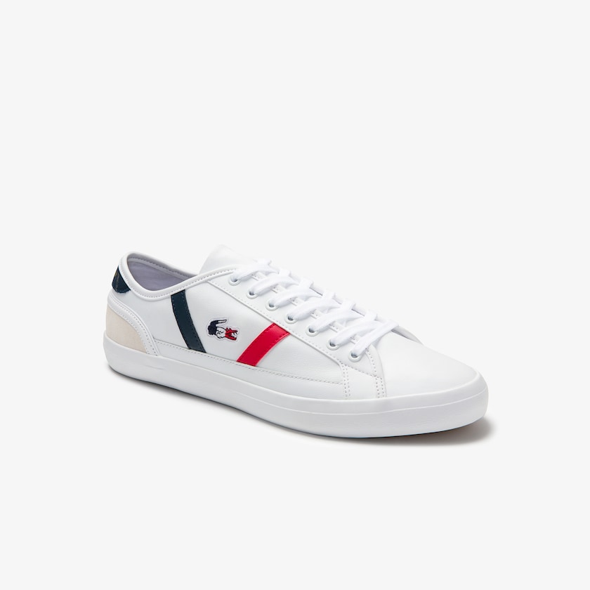 Tenis Lacoste Masculino Branco Bege Sideline Leather Tricolore PX8-67246A4